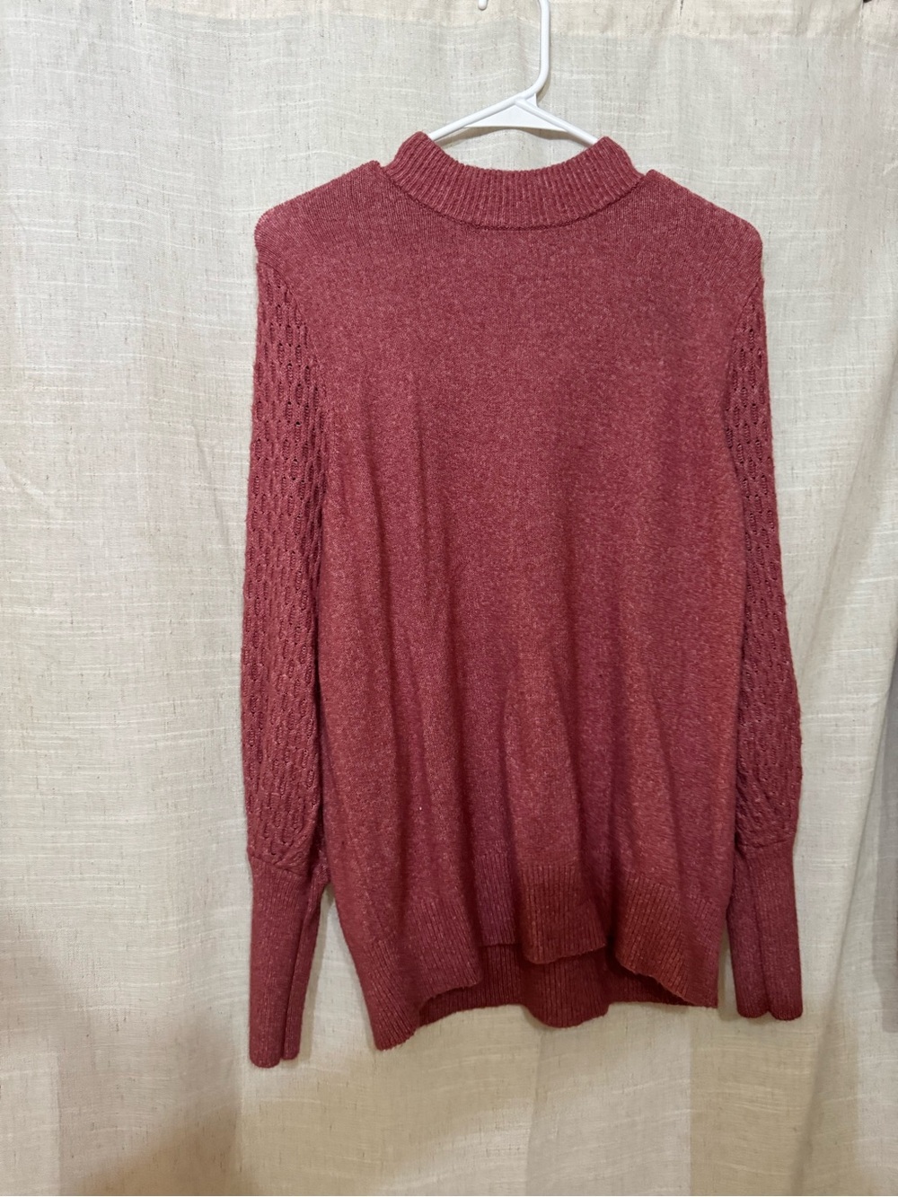 Cozy Rose Cable-Sleeve Women's Sweater